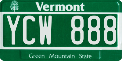 VT license plate YCW888