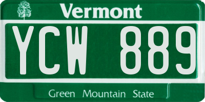 VT license plate YCW889