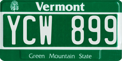 VT license plate YCW899