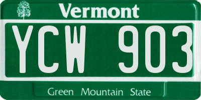 VT license plate YCW903