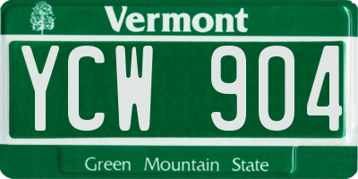 VT license plate YCW904