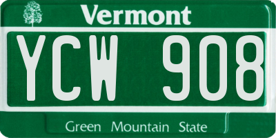 VT license plate YCW908