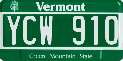 VT license plate YCW910