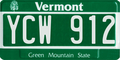 VT license plate YCW912