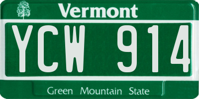 VT license plate YCW914