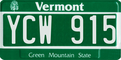 VT license plate YCW915