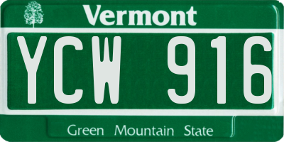 VT license plate YCW916