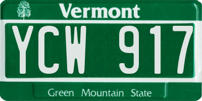 VT license plate YCW917