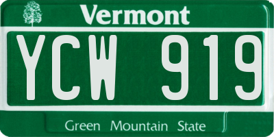 VT license plate YCW919