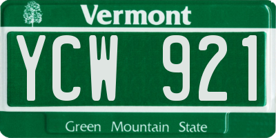VT license plate YCW921