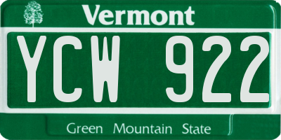 VT license plate YCW922