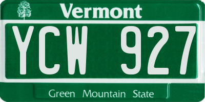 VT license plate YCW927