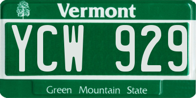 VT license plate YCW929
