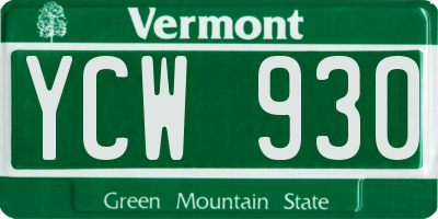 VT license plate YCW930