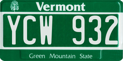 VT license plate YCW932