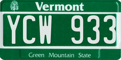 VT license plate YCW933