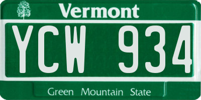 VT license plate YCW934