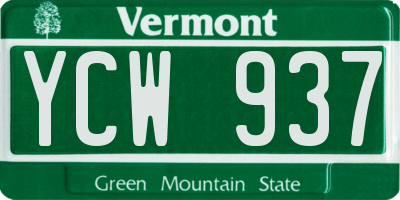 VT license plate YCW937