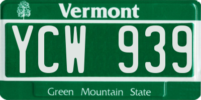 VT license plate YCW939