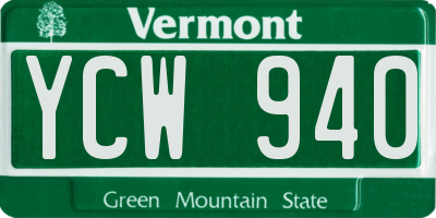 VT license plate YCW940