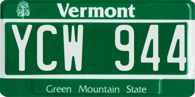 VT license plate YCW944