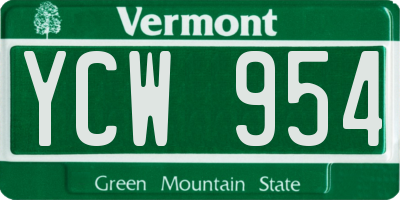 VT license plate YCW954