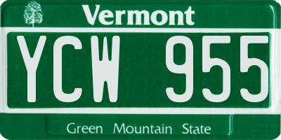 VT license plate YCW955