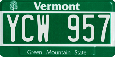 VT license plate YCW957