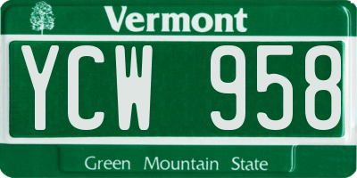 VT license plate YCW958