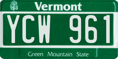 VT license plate YCW961
