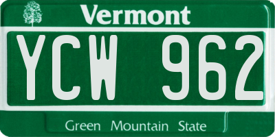 VT license plate YCW962