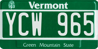 VT license plate YCW965