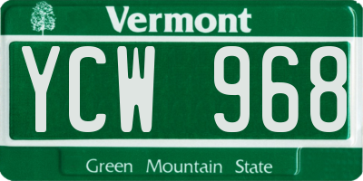 VT license plate YCW968