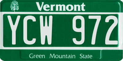 VT license plate YCW972