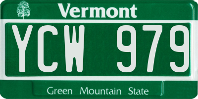 VT license plate YCW979