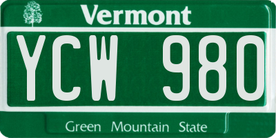 VT license plate YCW980