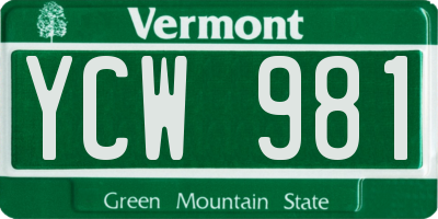 VT license plate YCW981