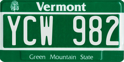 VT license plate YCW982
