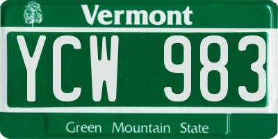 VT license plate YCW983