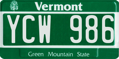 VT license plate YCW986
