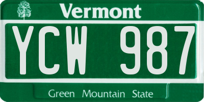 VT license plate YCW987