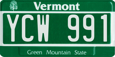 VT license plate YCW991