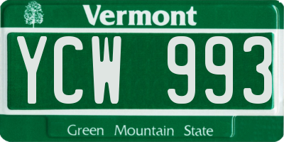 VT license plate YCW993