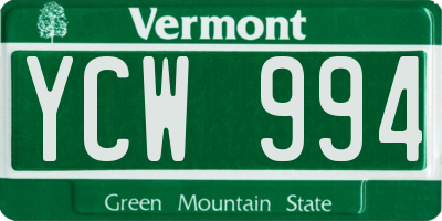 VT license plate YCW994