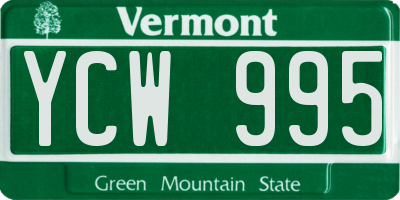 VT license plate YCW995