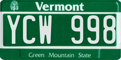 VT license plate YCW998