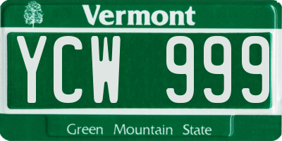 VT license plate YCW999
