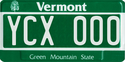 VT license plate YCX000