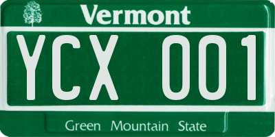 VT license plate YCX001