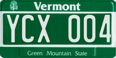 VT license plate YCX004